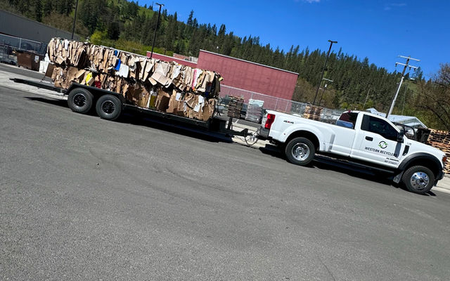 Baled cardboard ready for recycling