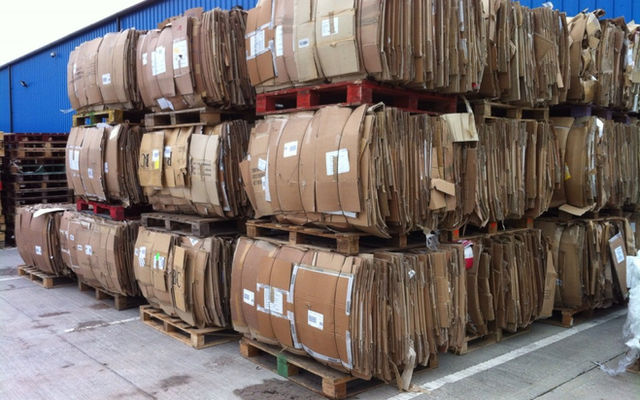 Cardboard bale at Western Recyclers facility